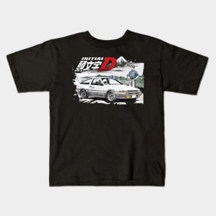 Initial D - Japan mt. fuji Mountain Drift Racing Takumi Fujiwara's Toyota AE86 Deep Forest GT Kids T-Shirt